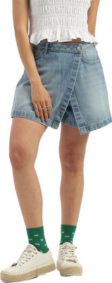 United Colors of Benetton Self Design Women Regular Blue Skirt