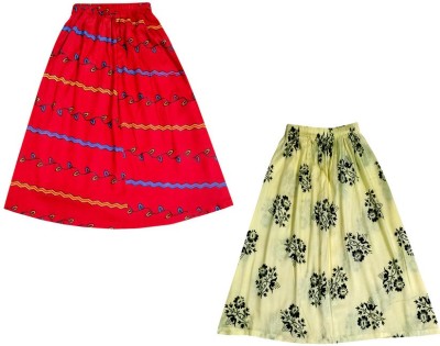 IndiWeaves Printed Girls Flared Multicolor Skirt