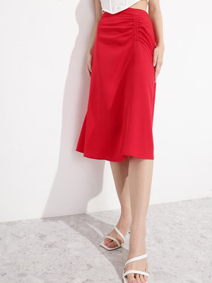 Dressberry Solid Women A-line Red Skirt