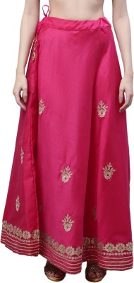 JABAMA Self Design Women Flared Pink Skirt