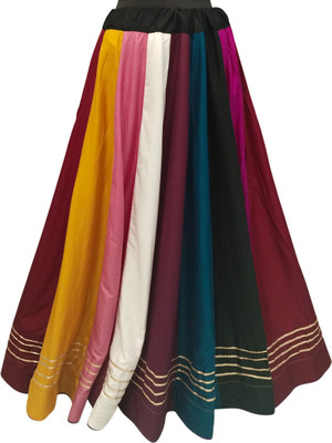 Desi Butik Striped Women Flared Multicolor Skirt