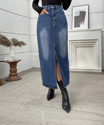 dolsia Solid Women Regular Blue Skirt