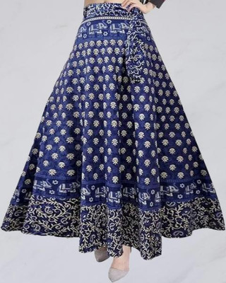 Tankaviss Printed Women Regular Dark Blue Skirt