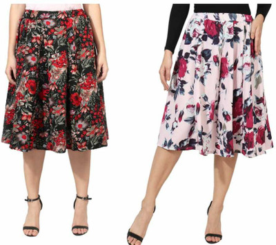 Mannat Diva Floral Print Women A-line Multicolor Skirt