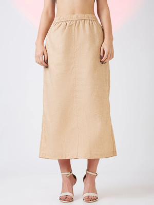 Globus Solid Women Straight Beige Skirt