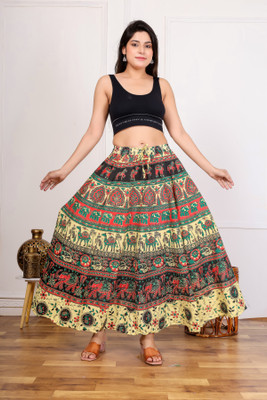 Shiv Printed Women Flared Multicolor Skirt