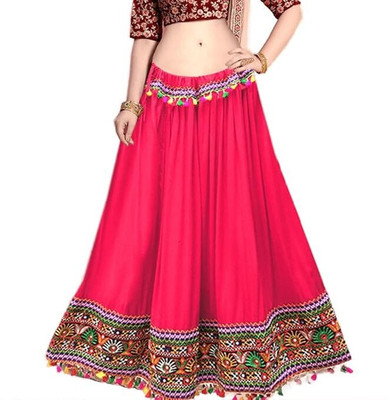 mskcreation Embroidered, Self Design Women Flared Pink Skirt