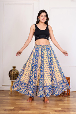 Trendy Fab Printed Women Flared Multicolor Skirt