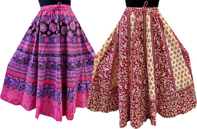 BAJRANGI FASHIONN Printed Women Flared Multicolor Skirt