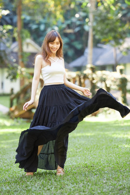 Rudraansh Fashion Solid Women Flared Black Skirt