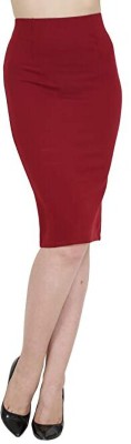 HRIKSHIKA FASHION Solid Women Pencil Red Skirt