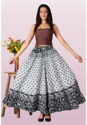 Tankaviss Printed Women Regular White Skirt