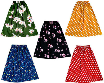MTI FASHIONS Printed Girls Regular Green, Red, Black Skirt
