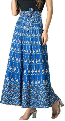 MayFay Printed Women Wrap Around Blue Skirt