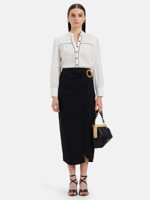 KAZO Solid Women Regular Black Skirt