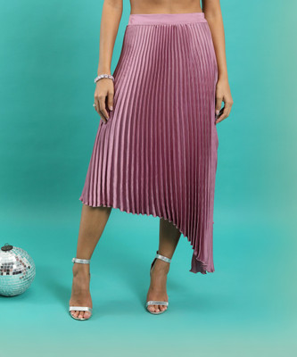 KETCH Solid Women Pleated Purple Skirt