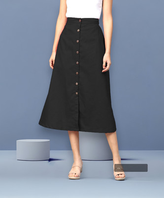 Areca Designer Solid Women A-line Black Skirt