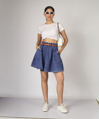 AKSHA CREATION Self Design Women A-line Dark Blue Skirt