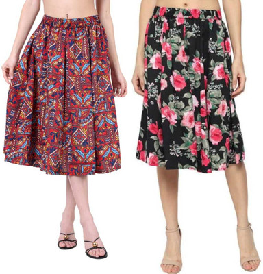Mannat Diva Printed Women A-line Multicolor Skirt