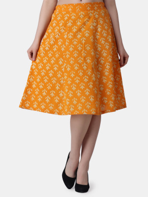 METRONAUT Printed Women Flared Yellow Skirt
