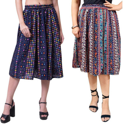 Mannat Diva Printed Women A-line Multicolor Skirt