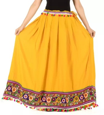 raghudas Solid Women Regular Yellow Skirt