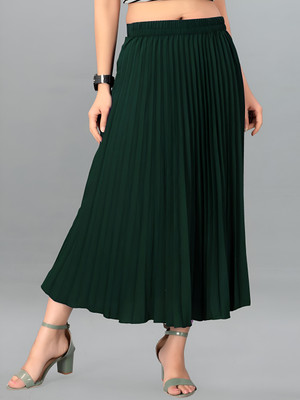 ZWERLON Abstract Women A-line Green Skirt