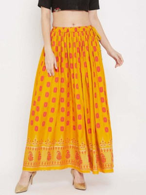 MANISHA Printed Women Pleated White Skirt