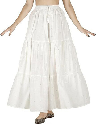 Mesmerical Solid Women Regular White Skirt