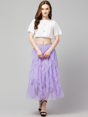 Sukhharta Solid Women Flared Purple Skirt