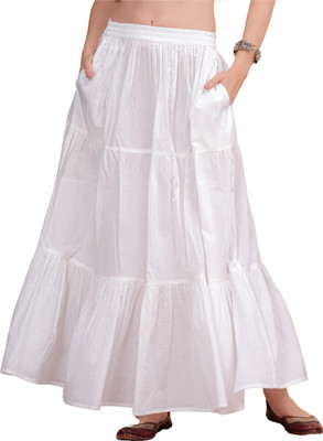 VAAKI Solid Women Flared White Skirt