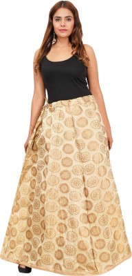 Niddleman Printed Women Flared Beige Skirt