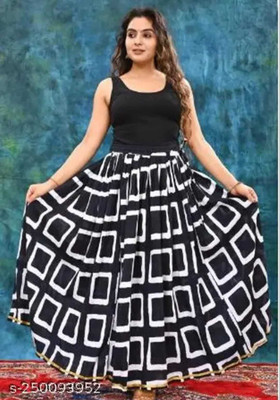 Sanganeri Printed Women Regular Green Skirt