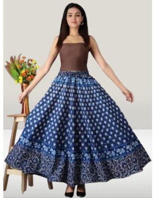 Tankaviss Printed Women Regular Blue Skirt