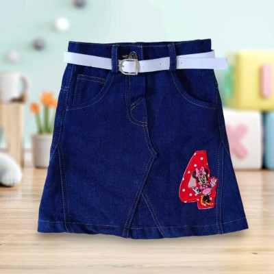 JAYAS CREATION Washed Girls A-line Blue Skirt