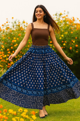 AALIVAAS Floral Print Women Regular Blue Skirt