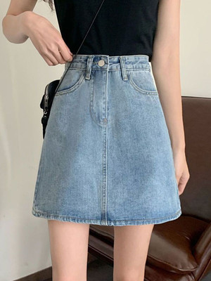 HERE&NOW Solid Women A-line Blue Skirt