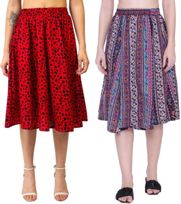 Manat Diva Polka Print Women Flared Multicolor Skirt