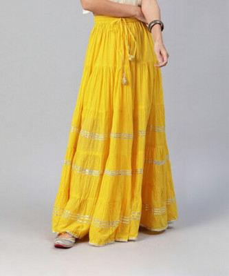 Mrfabricse Solid Women Wrap Around Yellow Skirt