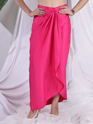 NEUDIS Solid Women Wrap Around Pink Skirt