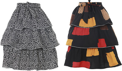 Miranga Floral Print Girls Pleated Brown Skirt