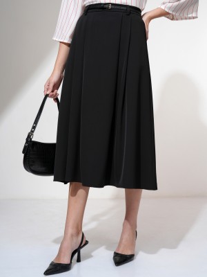 Tokyo Talkies Solid Women A-line Black Skirt