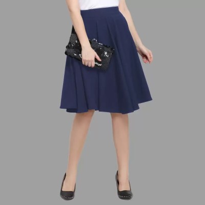 WOMEN MODE Solid Women Flared Blue Skirt