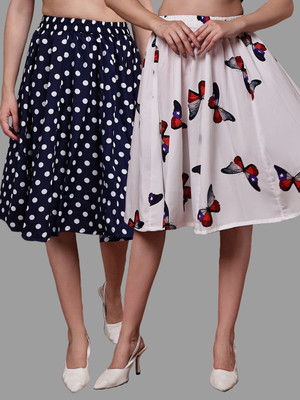 VALLES365 by S.c. Polka Print Women A-line Dark Blue, White Skirt