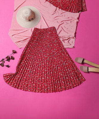 ZWERLON Printed Women A-line Red Skirt