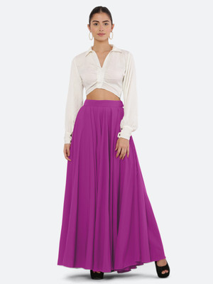 JYESHTA Solid Women Flared Purple Skirt