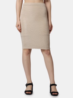 METRONAUT Solid Women Pencil Beige Skirt