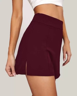 Shine N Show Solid Women Purple High Waist Shorts