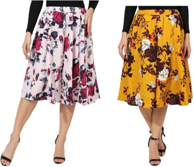 Manat Diva Floral Print Women A-line Multicolor Skirt