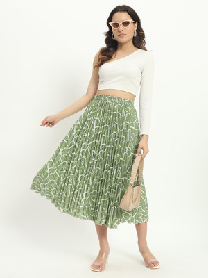 LookShine Abstract Women A-line Light Green Skirt
